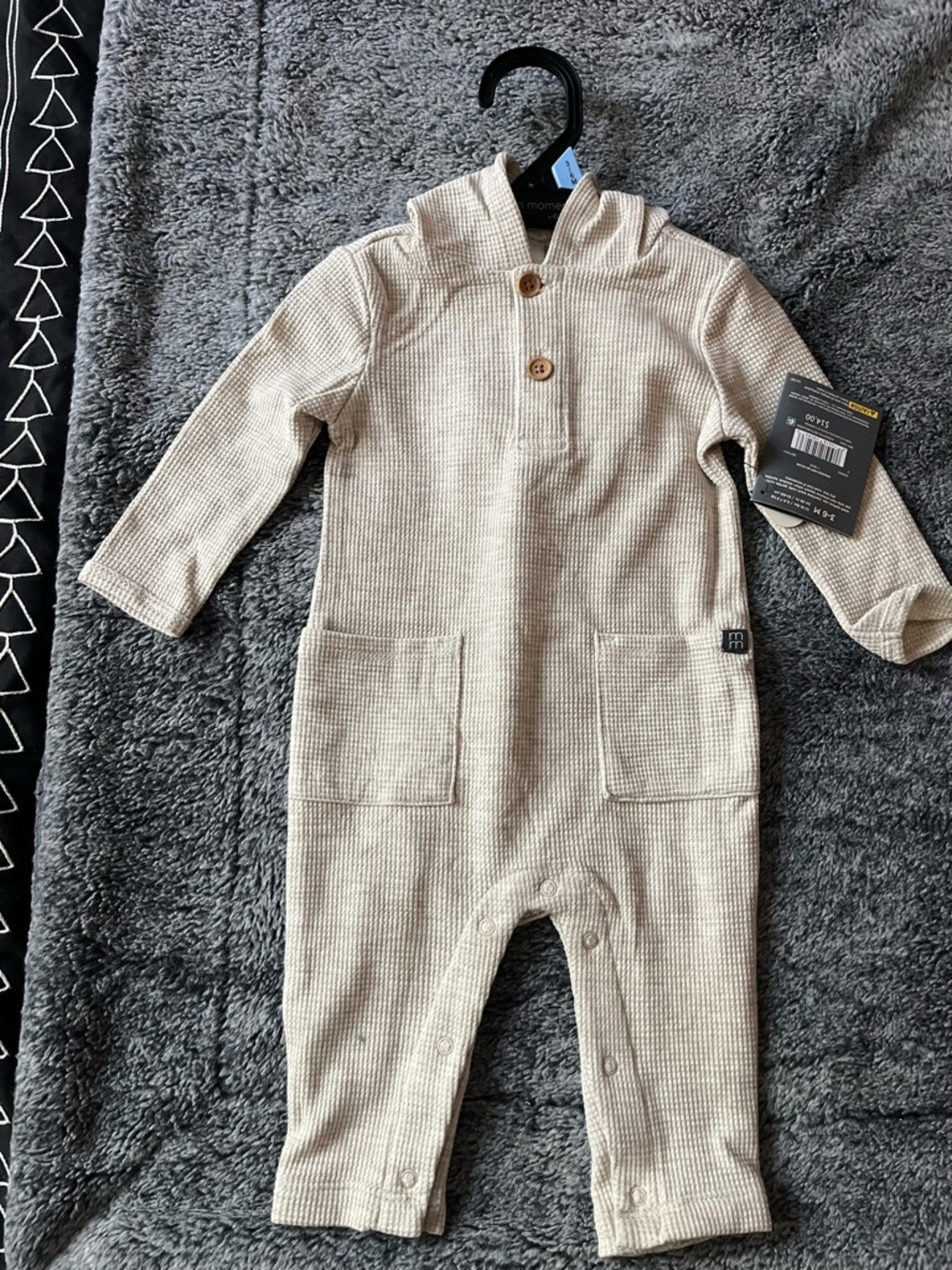 Gerber Cream Waffle Knit Hooded One-Piece